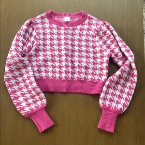 Pink Houndstooth Sweater-NWOT
